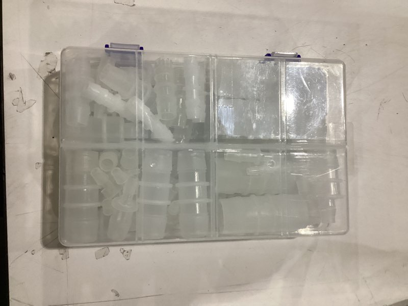 Condition photo showing New/Like New for 60Pcs Hose Barb Fittings Assortment - 18 Sizes Plastic Pipe Connectors with Straight Union & Reducer