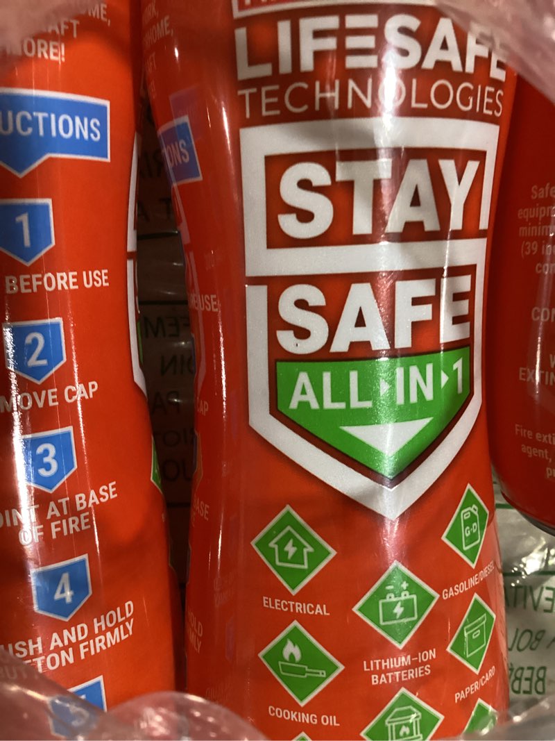 Condition photo showing Good Condition for lifesafe technologies staysafe all-in-1 portable fire extinguisher, compact fire spray easy to use on 10 types of fires, non-toxic & eco-friendly