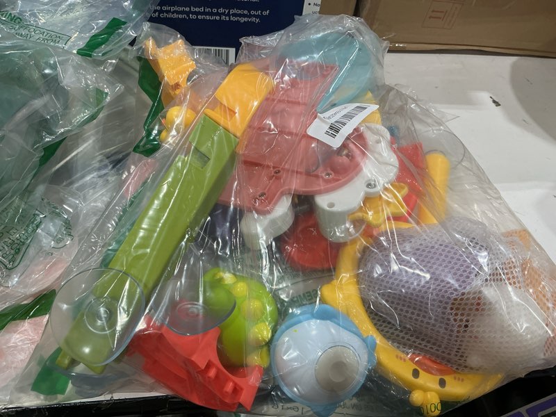 Condition photo showing New/Like New for cute stone baby bath toys, no hole floating squirting bathtub toy w/ water slide building track, duck fishing net game, toddler shower toys, water& pool toys, educational gifts for boys girls