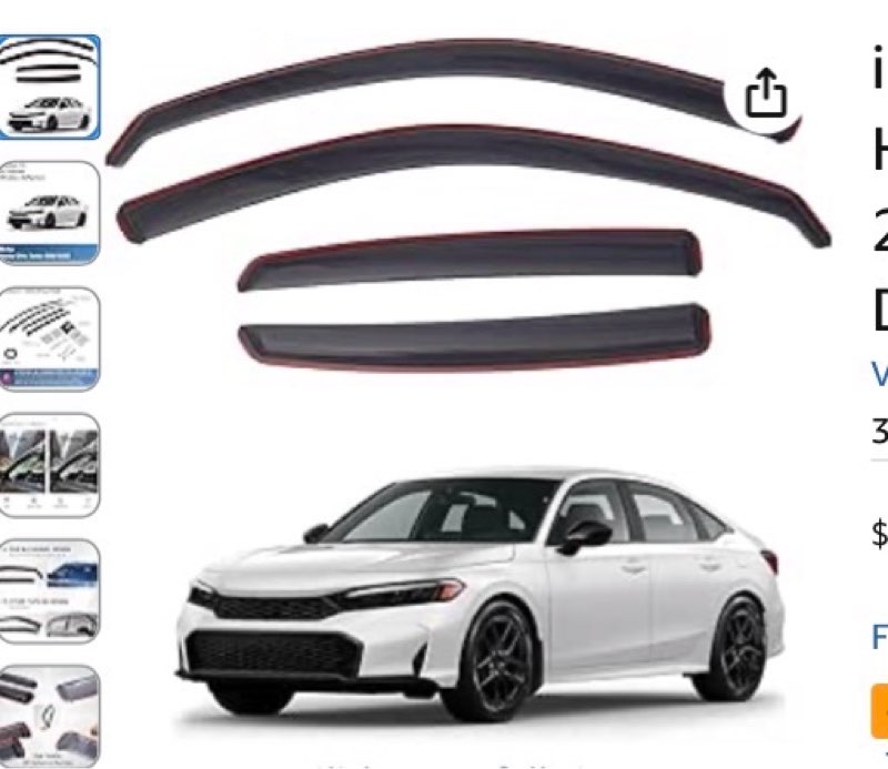 HILAKE in-Channel Rain Guards for Honda Civic Sedan 2022 2023 2024 2025 Side Windows Vent Deflectors