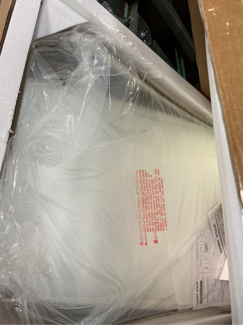 Condition photo showing Good Condition for ANDY STAR 24"x36" Gold Mirror, Brushed Brass Scalloped Wall Mirror, Bathroom Wall Mirror with Stainless Steel Metal Framed Ideal for Bedroom, Hallway Brushed Gold 36"L x 24"W