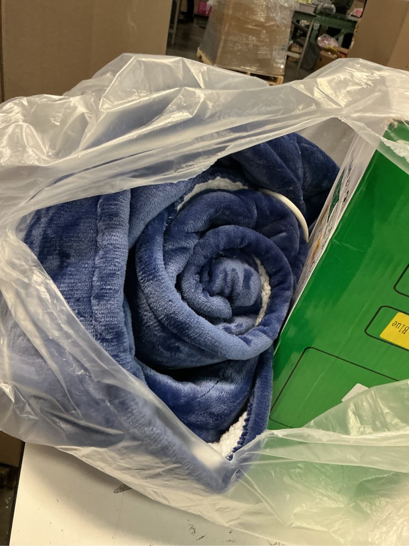 Condition photo showing As Is for Electric Heated Blanket Queen Size 84''x90'' Soft Flannel & Sherpa Electric Blanket with 10 Heating Levels, Automatically Shut Down After 8h with Overheat Protection Machine Washable Blue Queen 84''x90''