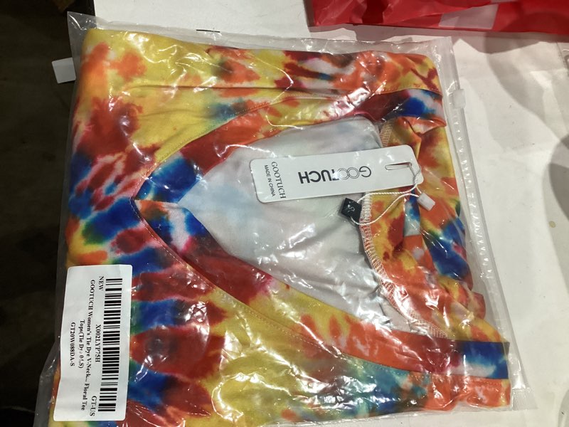 Condition photo showing New/Like New for GOOTUCH Womens Summer Tops Tie Dye Short Sleeve Shirt V Neck T Shirts Casual Loose fit Blouses X-Large Tie Dye 04