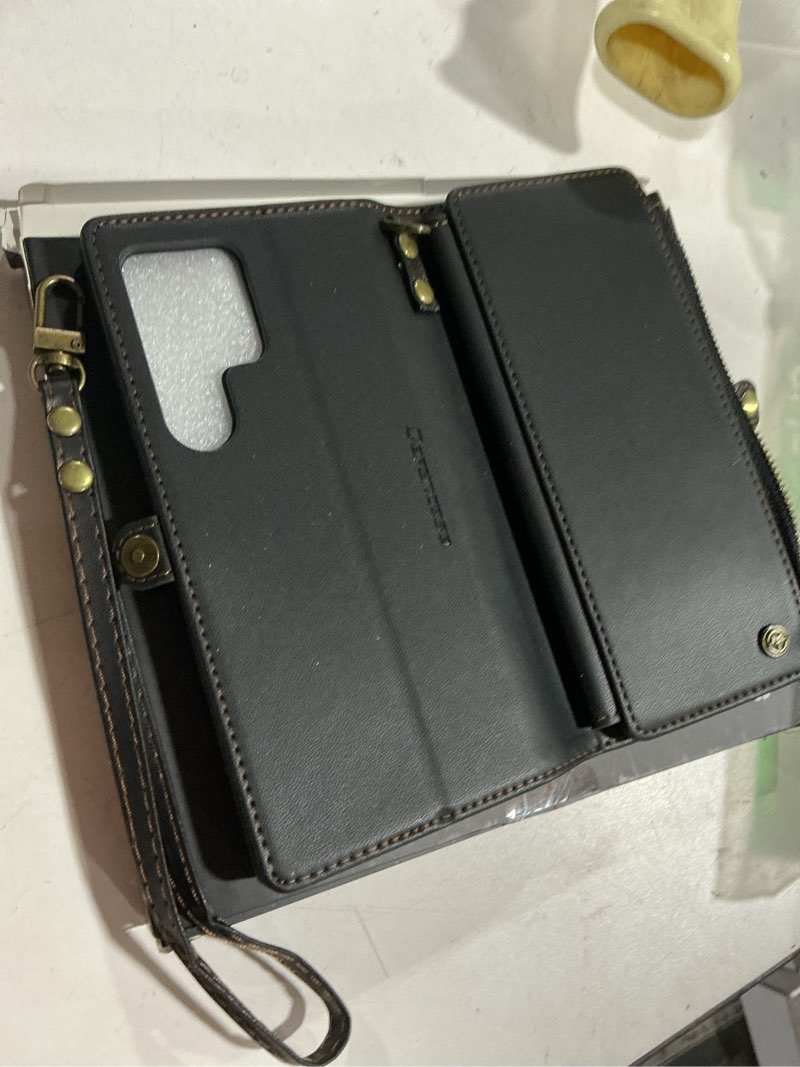 Condition photo showing Good Condition for defencase for samsung galaxy s24 ultra wallet case with card holder, black | durable pu leather, with rfid blocking zipper pocket, wrist strap, s24 ultra flip phone cases cover with stand for women men black galaxy s24 ultra - 6.8"