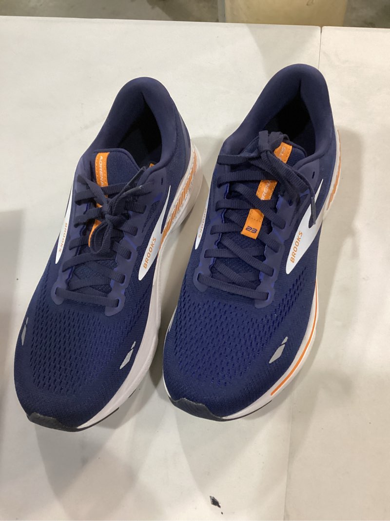 Condition photo showing New/Like New for brooks men’s adrenaline gts 23 supportive running shoe - peacoat/ultramarina/orange - 10 medium