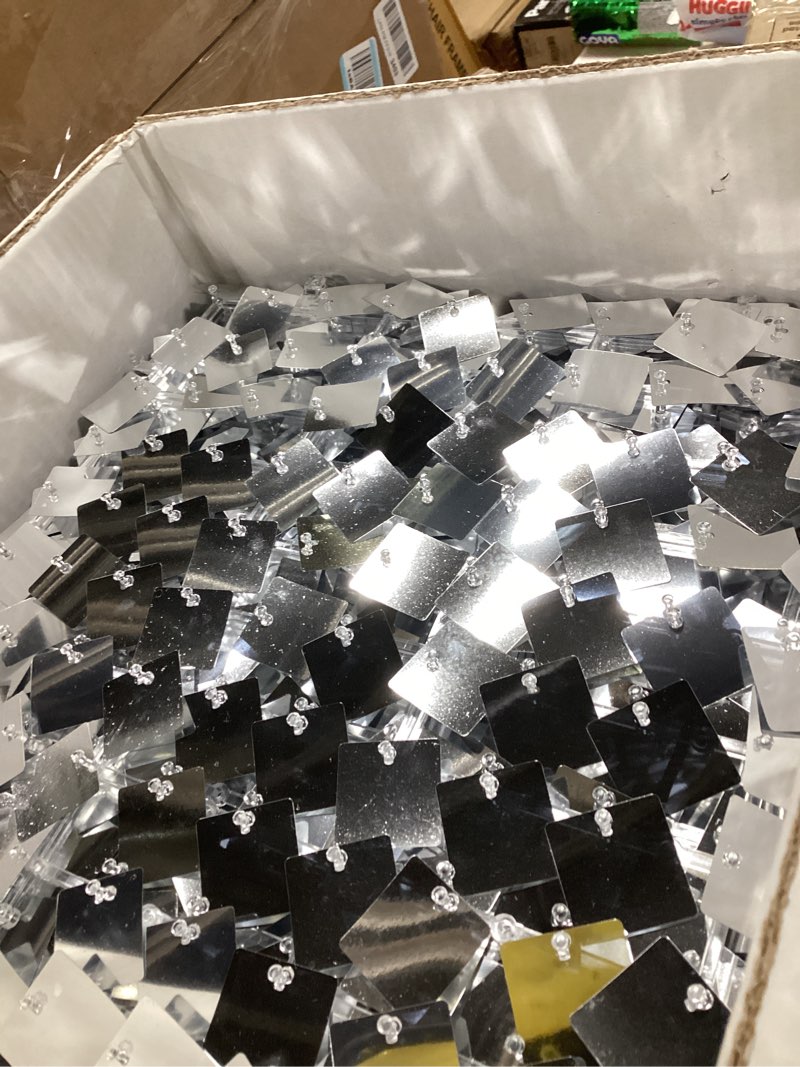 Condition photo showing New/Like New for COKAOBE Silver Shimmer Wall Backdrop, 48PCS Square Sequin Shimmer Backdrop Panel, Photo Backdrops for Birthday, Anniversary, Wedding, Graduation & Bachelorette Party Decoration