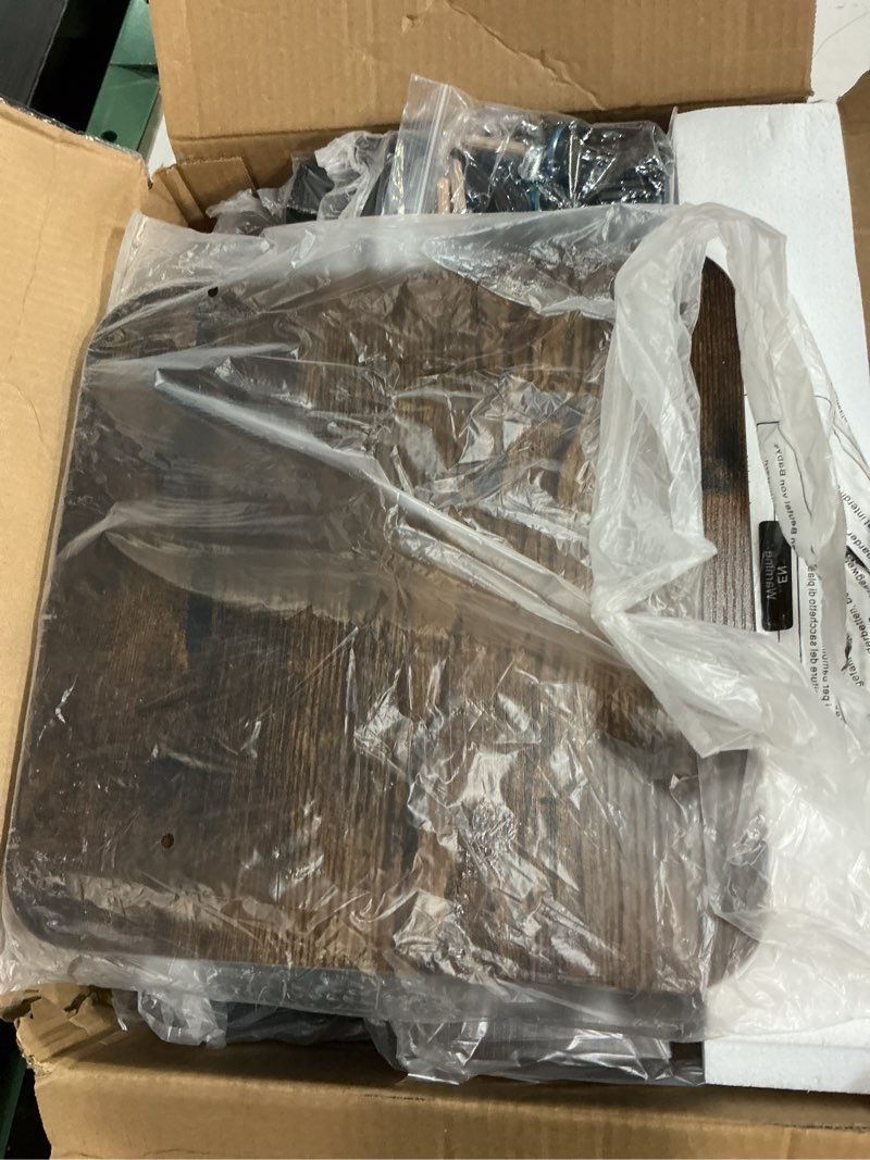 Condition photo showing As Is for King Oasis 2-Tier End Table, Wooden Side Table with Storage Shelf, Sturdy Couch Sofa Side Table for Living Room Bedroom,Brown Brown 1