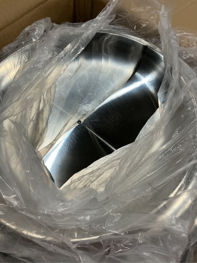 Condition photo showing Good Condition for chafing dishes for buffet - 3 pack 5qt silver stainless steel round food warmer with stainless steel lid, lid holder & stackable design for home parties & small catering silver 3