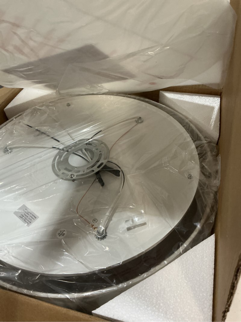 Condition photo showing Good Condition for 18'' flush mount ceiling light modern farmhouse drum ceiling light fixture with linen fabric shade 3-light drum ceiling lighting round semi flush lighting for bedroom hallway living room 18 inch