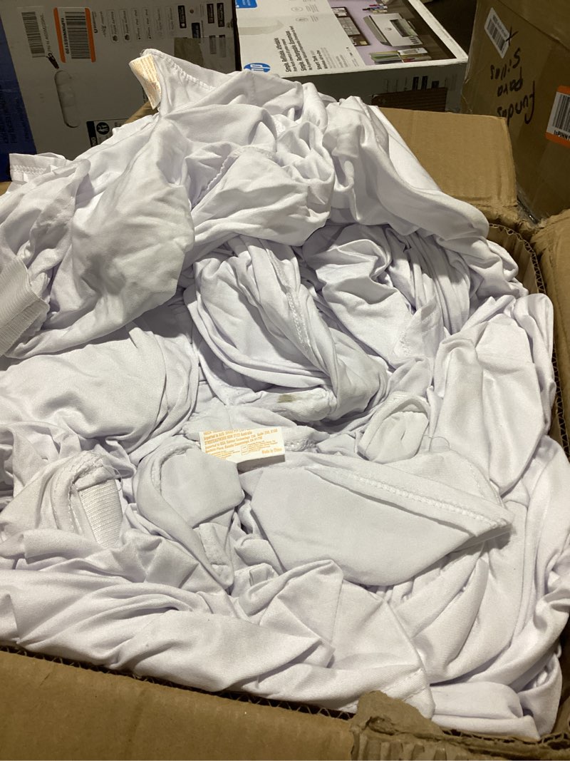 Condition photo showing As Is for vevor 50 pcs white chair covers polyester spandex chair cover stretch slipcovers for wedding party dining banquet flat-front chair covers 22 x 18 x 37 inch (max) white-a
