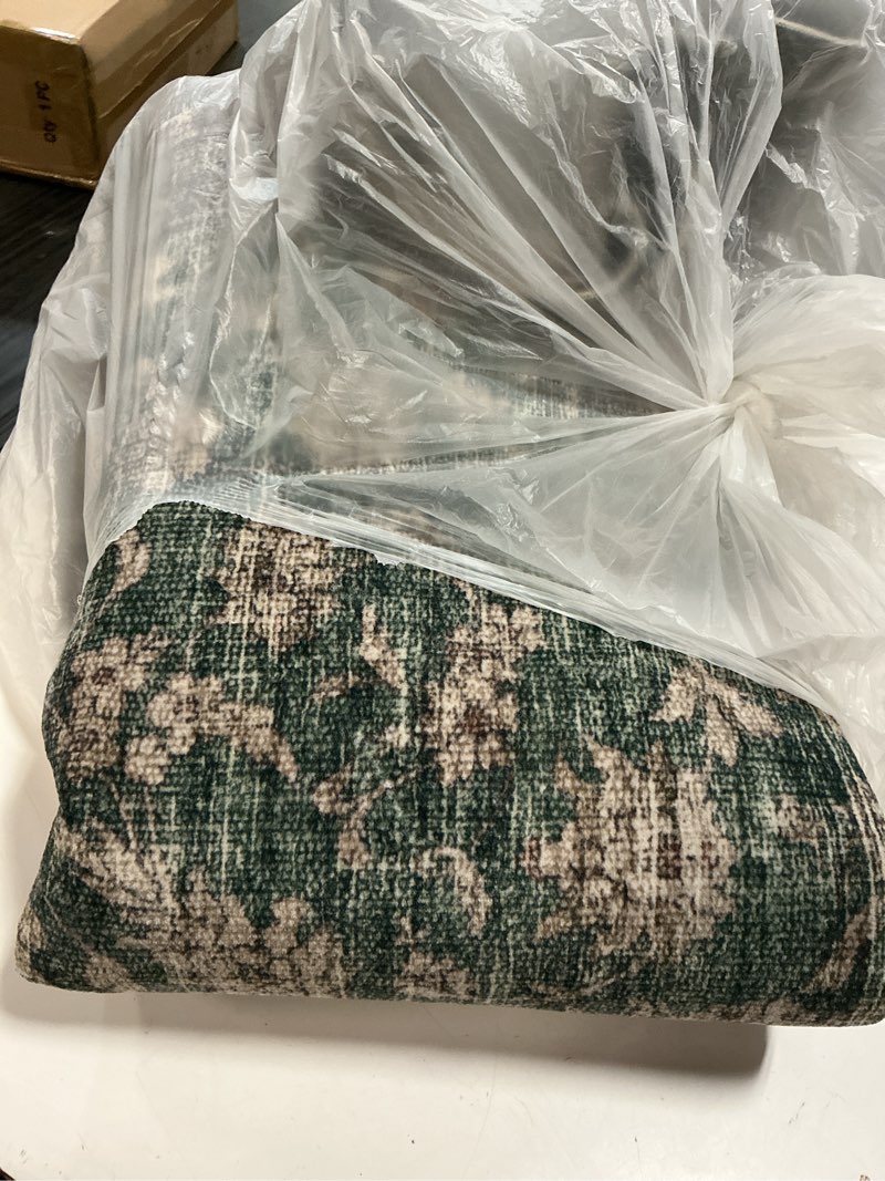 Condition photo showing Good Condition for washable living room area rug: 6x9 area rugs for bedroom vintage stain resistant non slip low pile lightweight boho carpet for kitchen dining room farmhouse kids room nursery 6' x 9' (rectangular) dark green