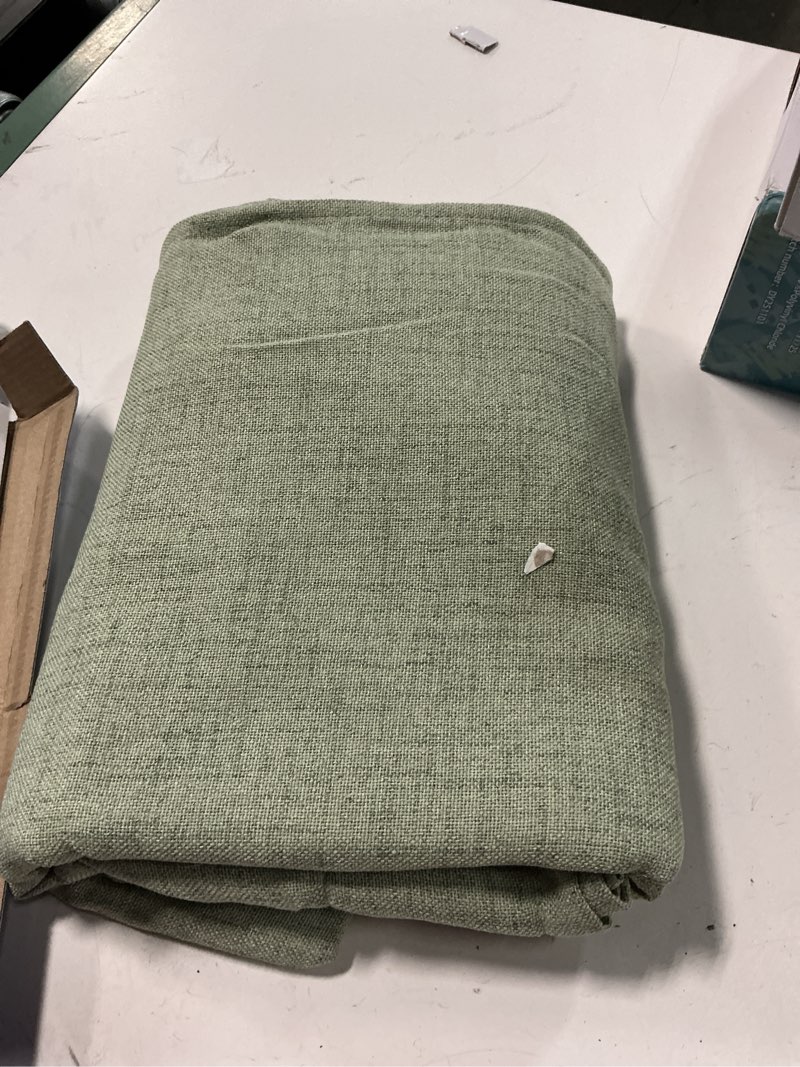 Condition photo showing Good Condition for miulee faux linen curtains 63 inch length 2 panels natural sage green semi sheer curtain with back tab rod pocket, light filtering window privacy burlap drapes for living room bedroom 42w x 63l 42"w x 63"l (pack of 2) sage green
