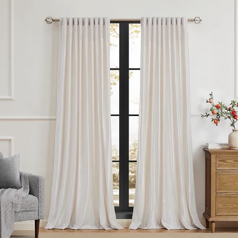 primrose cream ivory curtains 96 inch for living room,2 panels drapes blackout rod pocket back tab window treatment room darkening thick decorative curtains for bedroom