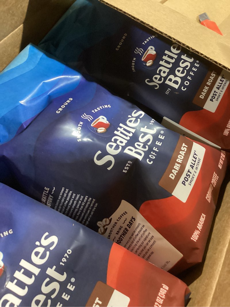Condition photo showing Good Condition for Seattle’s Best Coffee, Dark Roast Ground Coffee, Post Alley, 100% Arabica, 3 Bags (12 oz Each) Post Alley Blend 12 Ounce (Pack of 3)