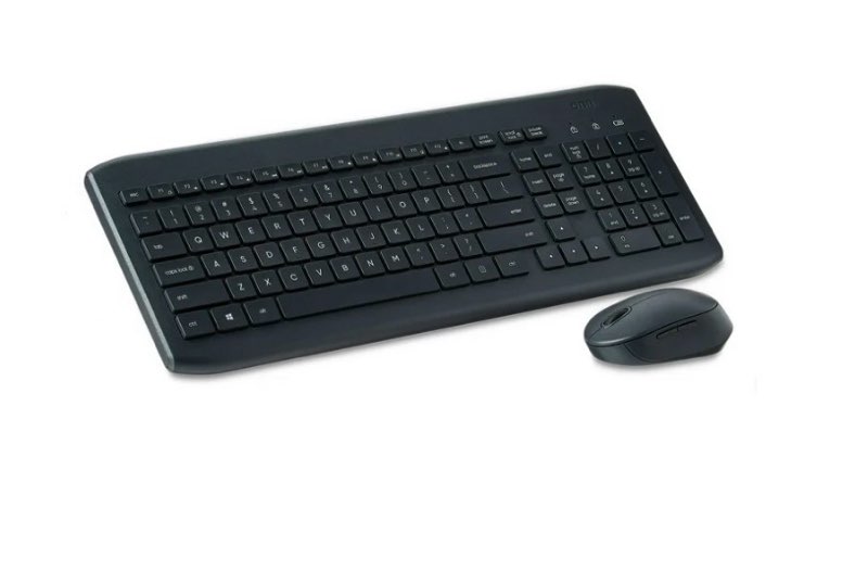 onn wireless keyboard & mouse combo, 104 keys, optical, usb nano receiver, greystone