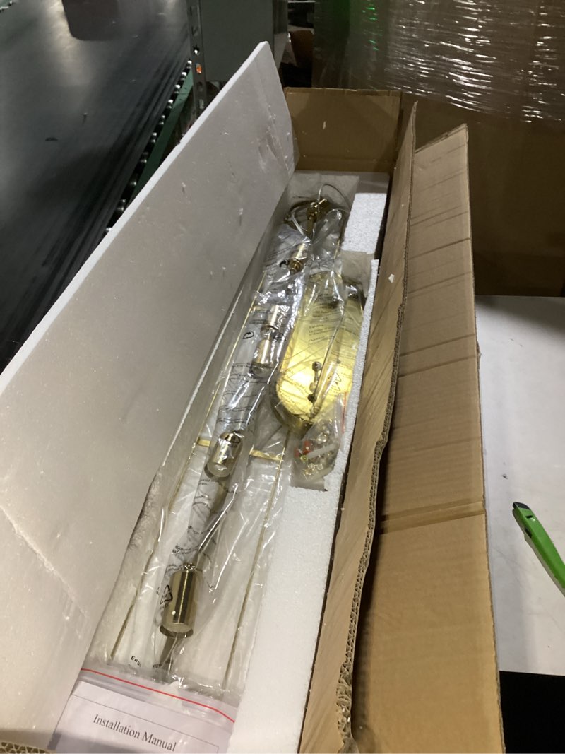 Condition photo showing Good Condition for Modern Luxury Rectangular K9 Crystal Chandelier for Dining Room Living Room Kitchen Island Entryway Foyer L43 Easy Install Adjustable Hight 6-Light Ceiling Hanging Light Fixture Gold Rectangular 43 In Gold