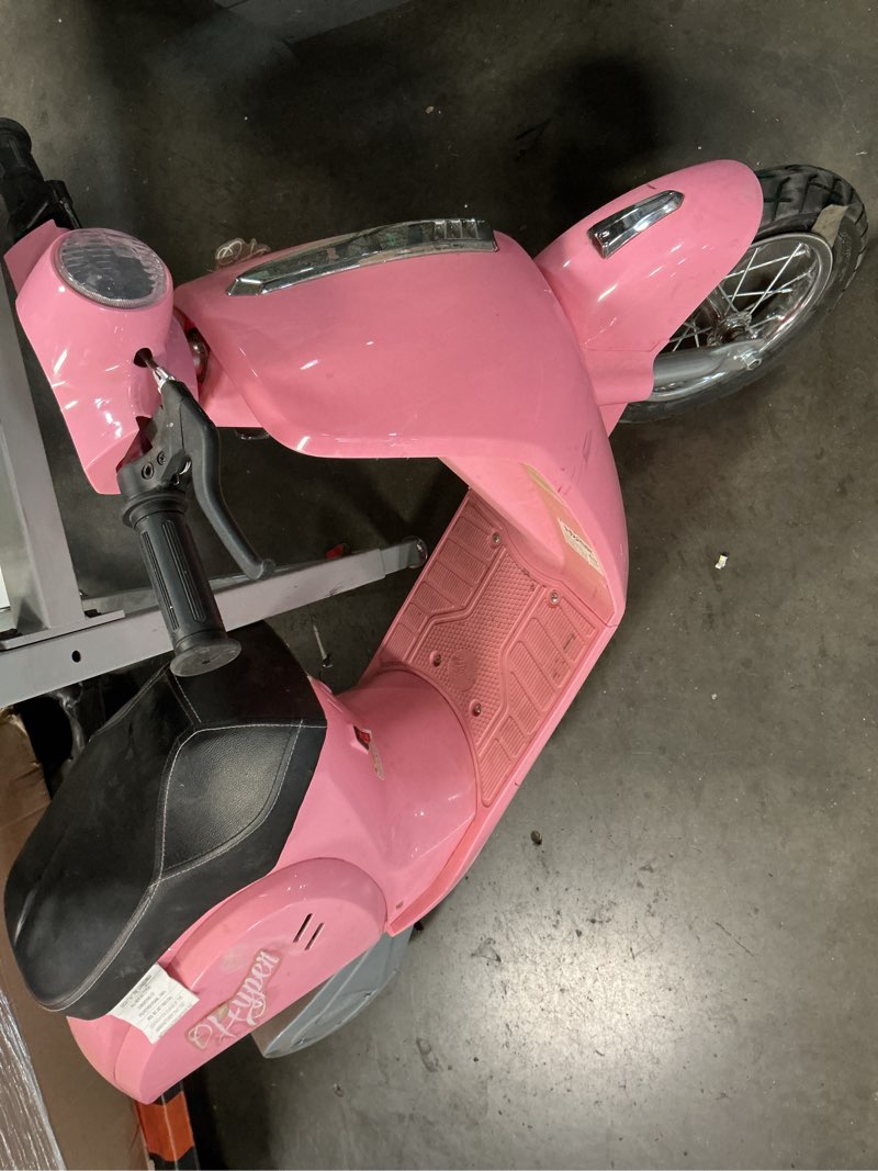Condition photo showing As Is for hyper blush retro scooter 24 volt battery powered electric scooter