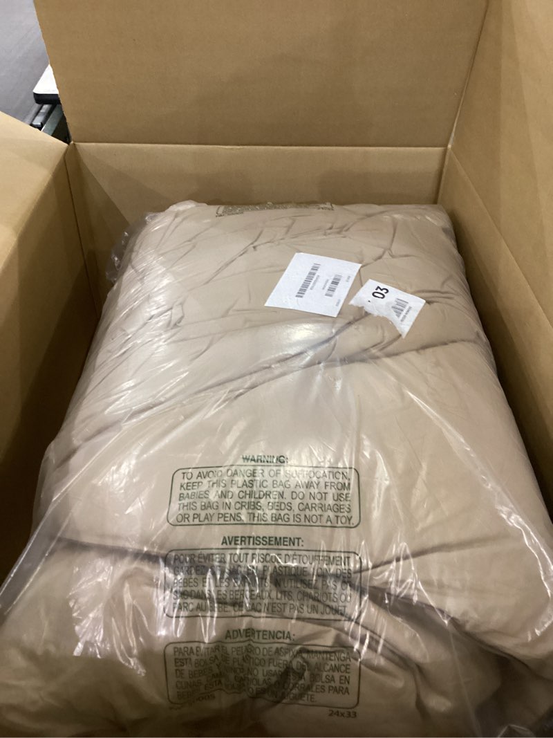 Condition photo showing New/Like New for SNOWMAN Premium Down Comforter King Size, Luxurious All Season Duvet Insert with Cotton Blended Fabric, 44oz Fill Weight 3D Baffle Box Design Hotel Bedding Comforter (Khaki,106"x90") All Season King Khaki