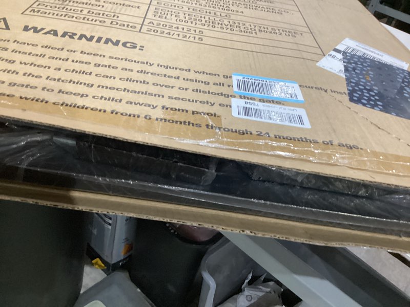 Condition photo showing New/Like New for fairy baby 53.1"-62.5" extra wide baby gates for stairs & doorways, pressure mounted baby safety child gate no drill, long dog gate with door walk thru, metal auto close large pet gate indoor, black black 53.1"-62.5"