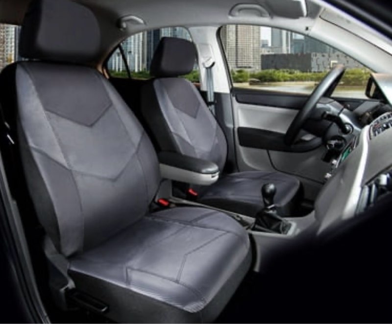 auto drive 2piece rival carbon fiber car seat cover premium leather black - universal fit  2002sc10
