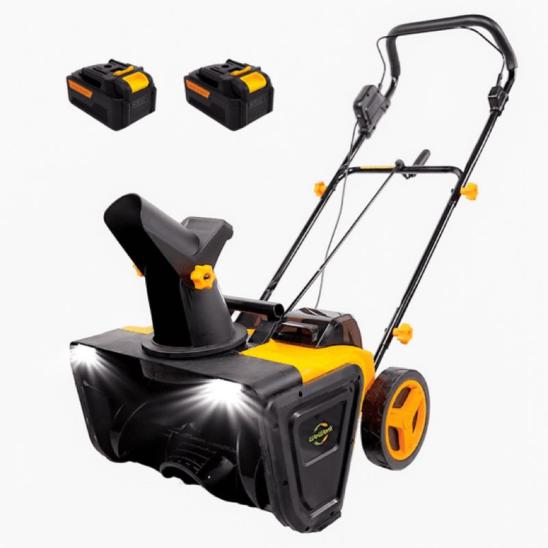 wework 40v snow blower cordless 20-inch electric snow blower with brushless motor 25ft throw distance for driveway patio sidewalk ?2 x 4.0ah batteries & charger included)
