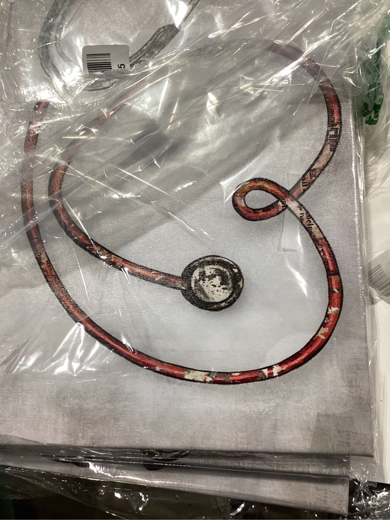 Condition photo showing Good Condition for biuteawal 3 piece medical wall art stethoscope paintings canvas print brown red artwork echometer instrument picture clinic decor nurse day gift home office decoration framed ready to hang