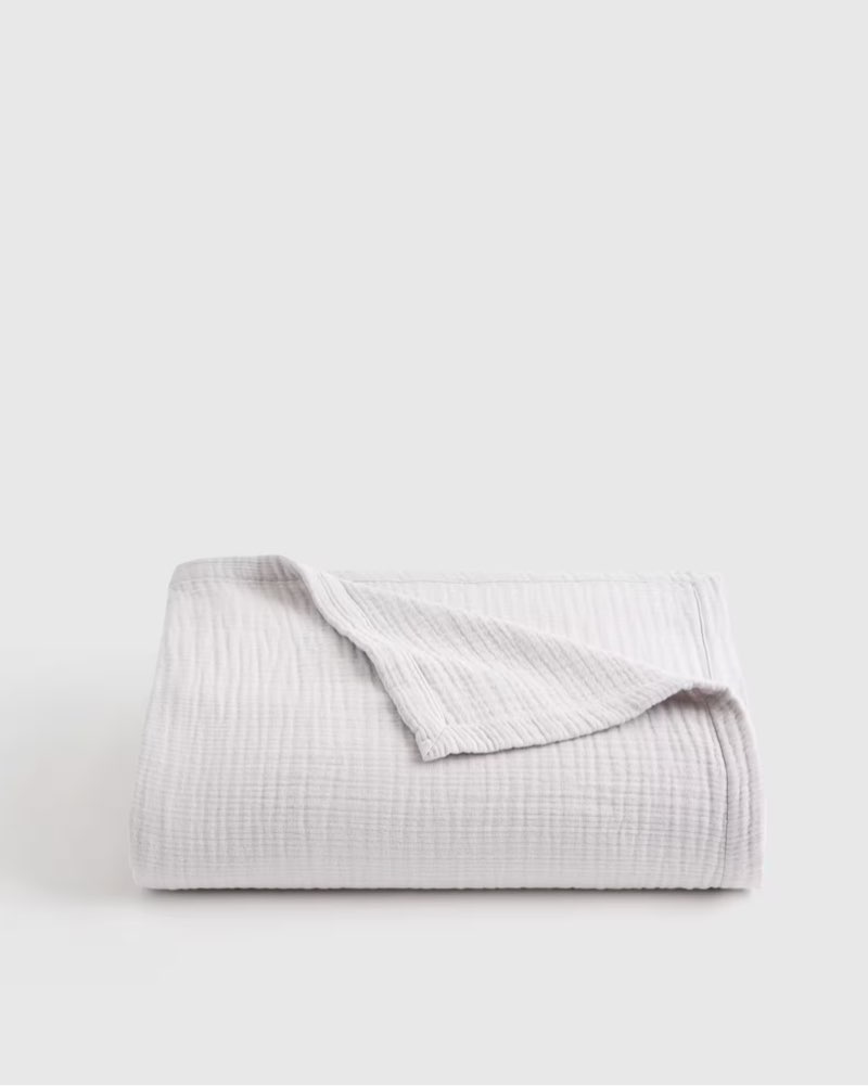 quince organic airy gauze blanket color light grey king