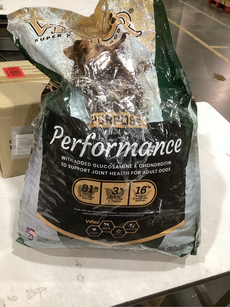 Condition photo showing As Is for victor super premium dog food – performance dry dog food from beef, chicken and pork meal – 26% protein for active adult dogs – includes glucosamine and chondroitin for hip and joint health, 40lbs 40 pound (pack of 1)