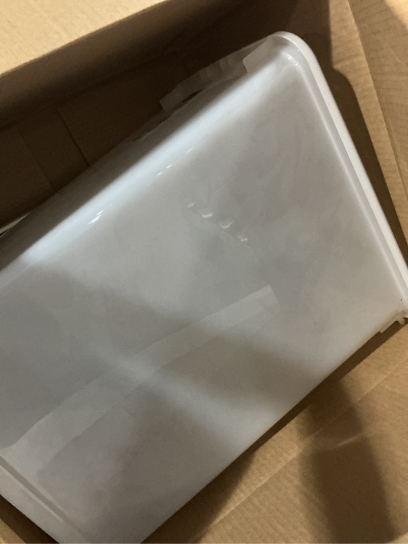 Condition photo showing Good Condition for amazon basics airtight pet food storage container with scoop, bpa free, removable wheels, 69 qt, gray