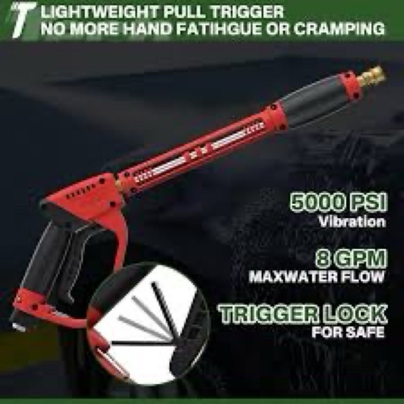 TechSweepPro 5000PSI Pressure Washer Gun and Hose Kit, 100FT Kink Resistant Steel Braided Power Wash