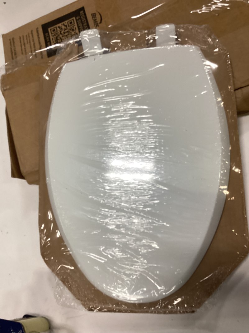 Condition photo showing New/Like New for mayfair cassel slow close toilet seat, easy clean, non slip premium wood seat, easy install, made in usa, elongated, white elongated 1 - toilet seat