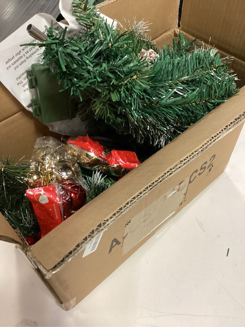 Condition photo showing Good Condition for Juegoal 2 Pack 30 Inch Pre-Lit Pathway Christmas Trees, Artificial Christmas Urn Filler with 60 LED Lights, Red Berries, Pine Cones & Balls Ornaments, Battery Operated Holiday Decor for Driveway, Yard