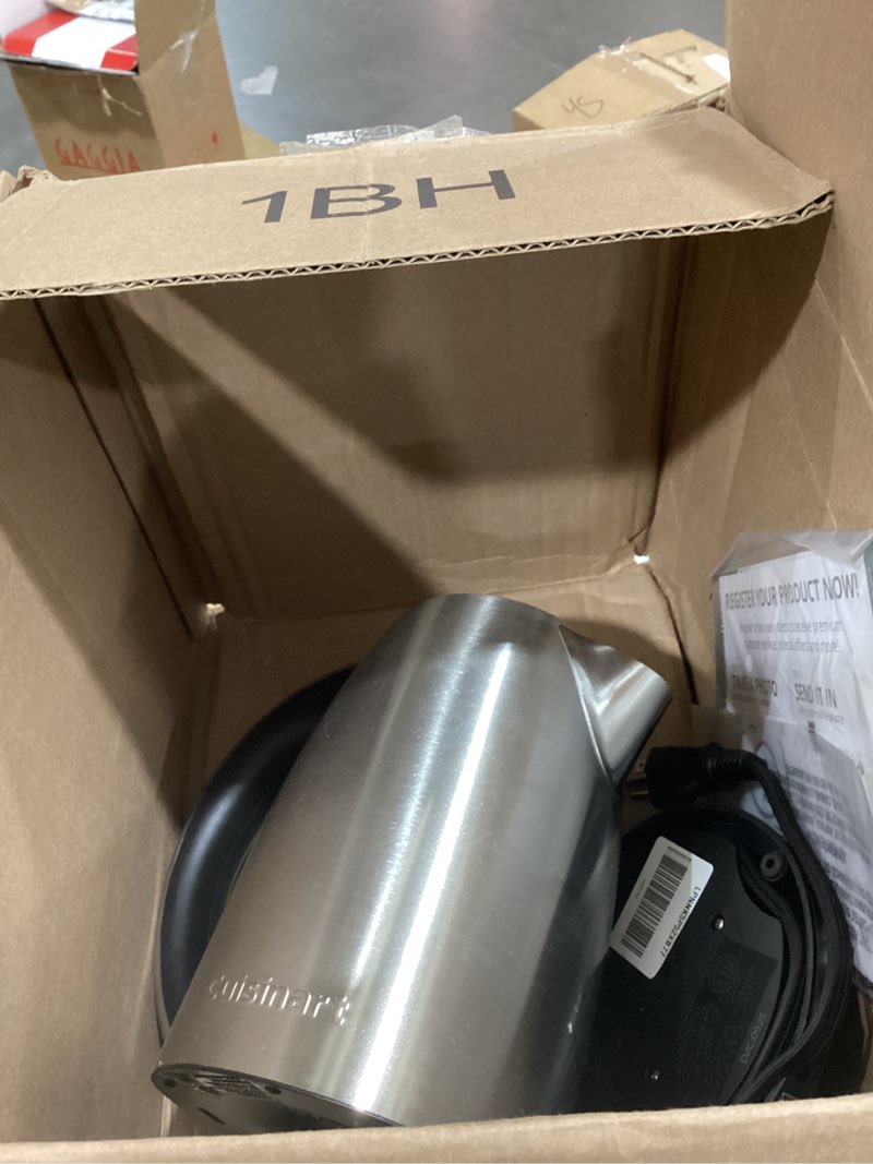 Condition photo showing As Is for Cuisinart PerfecTemp 1.7-Liter Electric Kettle, Cordless Electric Tea Kettle, 1500W for Fast Heat-Up, 6 Preset Temperatures, 30-Minute Keep Warm, Stay Cool Nonslip Handle, CPK-17P1 Stainless Steel PerfecTemp