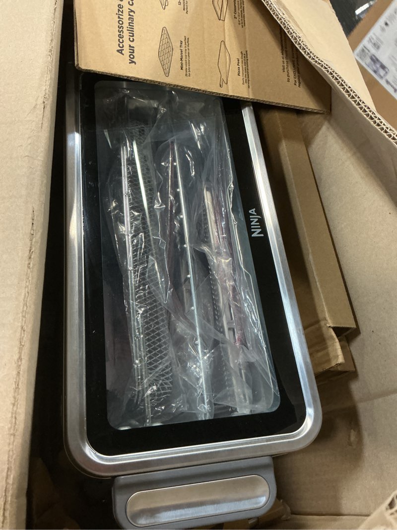 Condition photo showing Good Condition for ninja, toaster oven, air fryer, thermometer, toaster oven air fryer combo, stainless steel, quick meals, fries, frozen food, air fry, dehydrate, reheat, 13-in-1,less oil, flip away oven, foodi, sp351 13-in-1 with thermometer