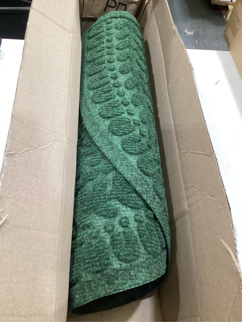 Condition photo showing As Is for bulijojo front door mat entrance,durable heavy duty welcome mat,thick absorbent natural rubber non slip mat,sturdy entryway green flower, 17x30 green flower 1'5" x 2'6" (rectangular)