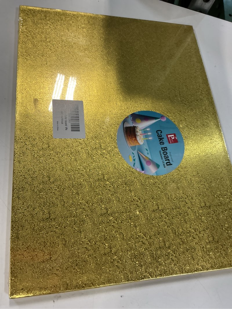 Condition photo showing New/Like New for 14x19 inches half sheet cake boards 1/2inch thick - sturdy cake drums with smooth straight edges, waterproof & oil-proof (gold, 14x19(half sheet)) 19" x 14" x 0.5" gold
