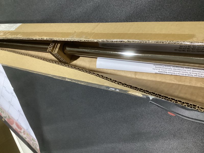 Condition photo showing New/Like New for Amazon Basics Tension Curtain Rod, Adjustable 54-90" Width - Chrome, Classic Finial Chrome 54-90" Indoor