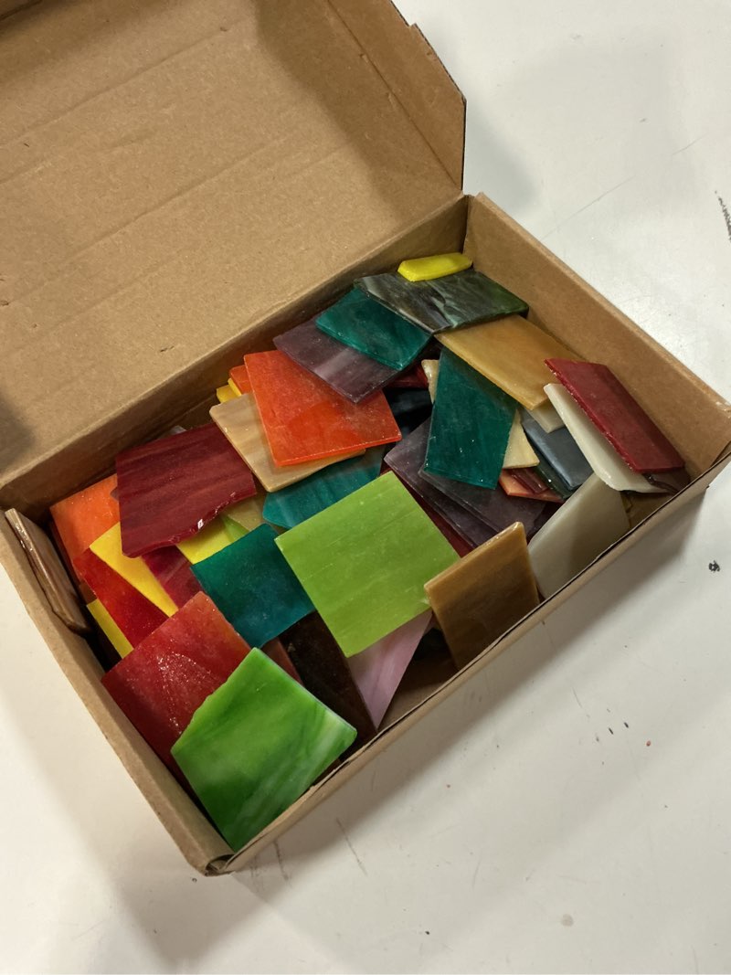 Condition photo showing Good Condition for nicunom 3.3 lb irregular stained glass scraps, mosaic glass pieces stained mosaic tiles bulk for crafts, mosaic making projects, home decor, assorted colors and shapes