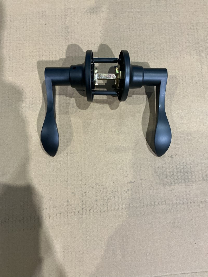 Condition photo showing As Is for tofficu round door lever handle lock for bathroom and bedroom 1 piece satin stainless steel privacy knob locking function suitable for standard doors
