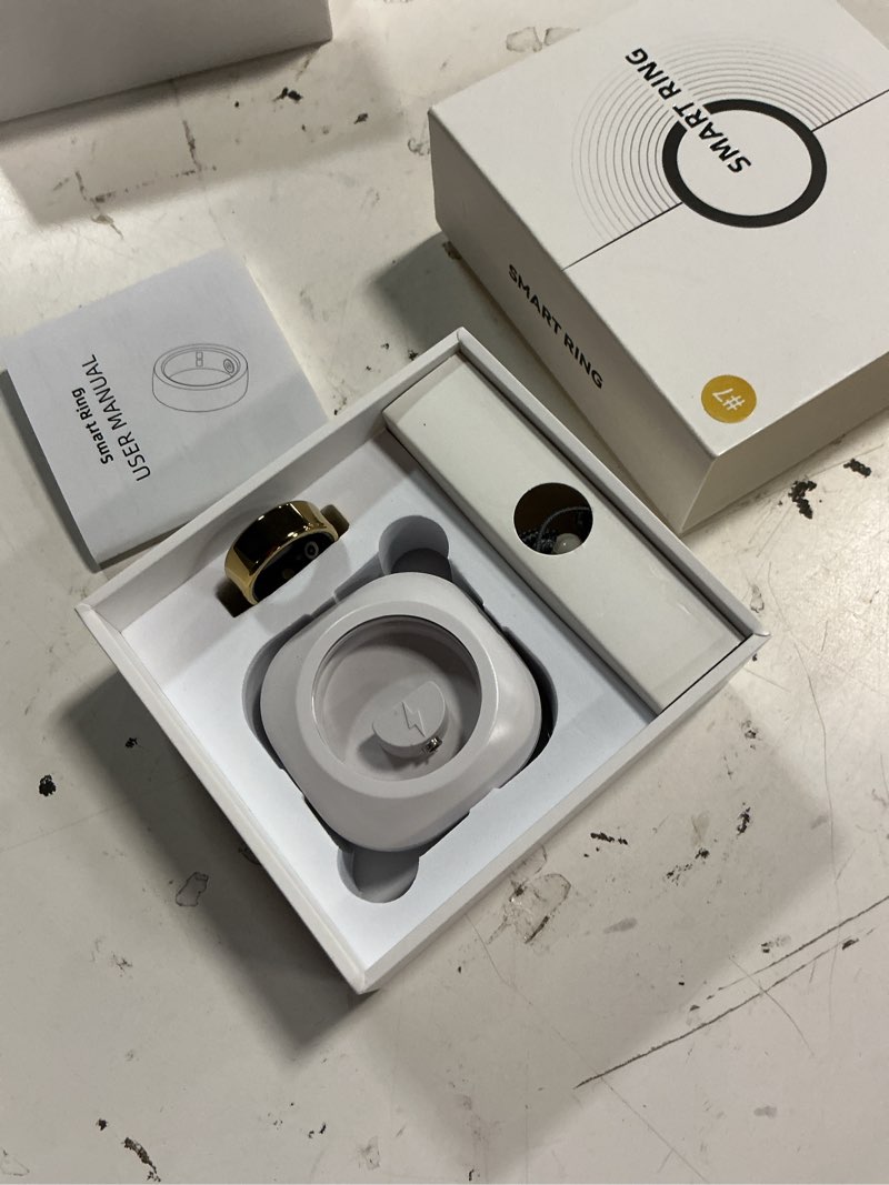 Condition photo showing Good Condition for (size:8)smart health ring fitness tracker for men women, sleep, stress & activity monitoring, ip68 waterproof, long lasting battery, no subscription fees, compatible with ios & android, gold 7