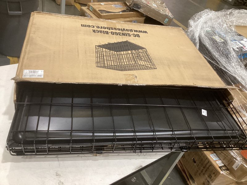 Condition photo showing As Is for fdw dog crate dog kennel cage with double door,36 inch folding metal wire dog cage with removable tray&divider panel,pet crate for medium dogs,black black 36 inch double door
