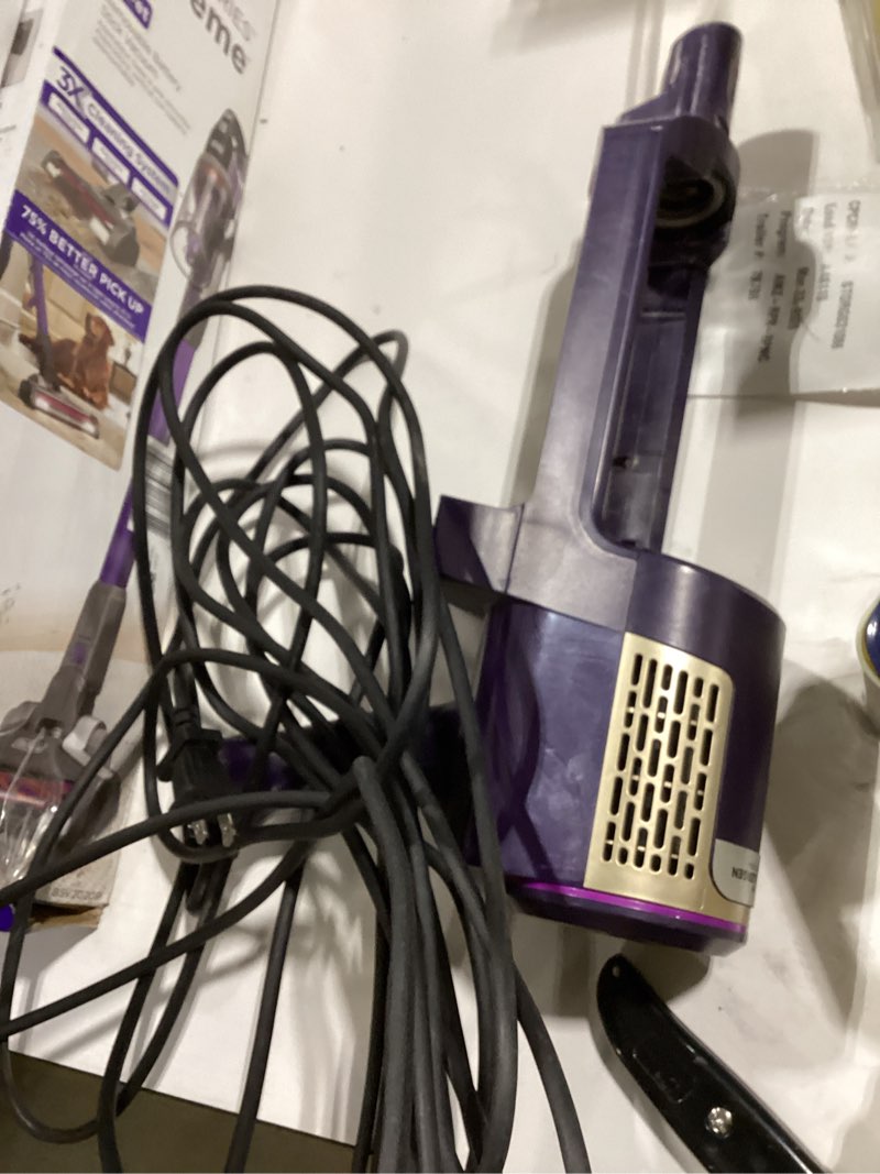 Condition photo showing As Is for shark powerdetect ultra-light corded stick vacuum with duoclean technology, self-cleaning brushroll for no hair wrap, anti-allergen complete seal, and odor neutralizer technology, hz4002 powerdetect w/ pet power brush