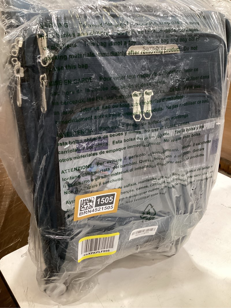 Condition photo showing New/Like New for samsonite solyte dlx softside expandable luggage with spinner wheels, mediterranean blue, carry-on 20-inch carry-on mediterranean blue