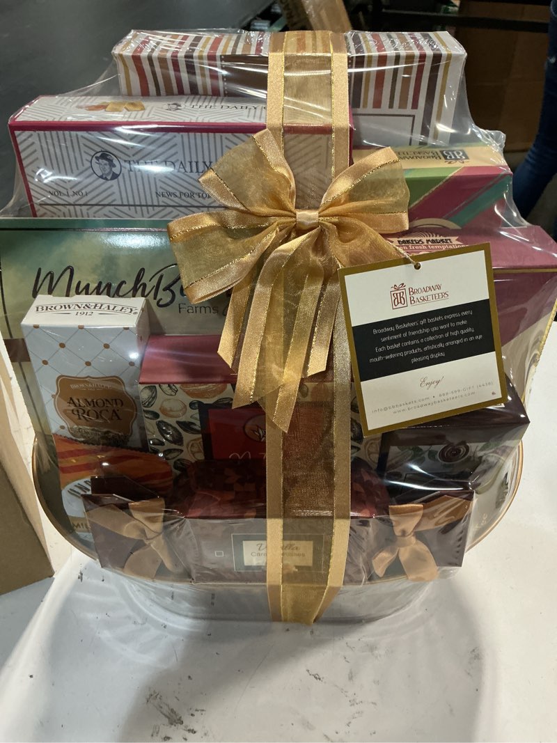 Condition photo showing New/Like New for broadway basketeers get well basket – gourmet care package with snacks & treats - get well soon gift baskets for women, men after surgery - feel better best food gifts to send