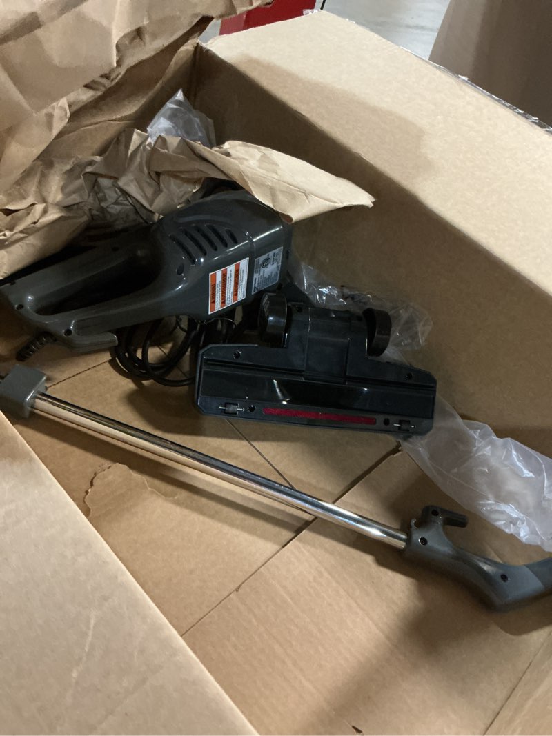 Condition photo showing As Is for amazon basics 2-in-1 corded stick vacuum cleaner, converts to handheld, lightweight (3.9 lbs), with washable filter, crevice tools, 0.5l dust cup, self-standing, 19.7-ft cord, 300w, black