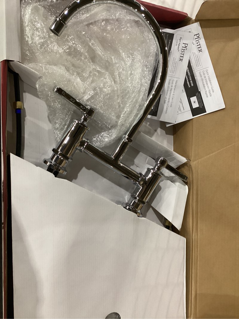 pfister lg31-tdc port haven kitchen bridge faucet with side sprayer, polished chrome