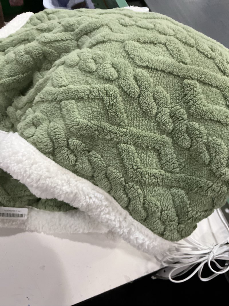 Condition photo showing As Is for heated blanket full size 72"x84" green - soft thick warm sherpa electric blanket for winter with 6 fast heating levels & 10hrs led timer auto off for women, washable & etl certified for bed 3-green full 72"x84"
