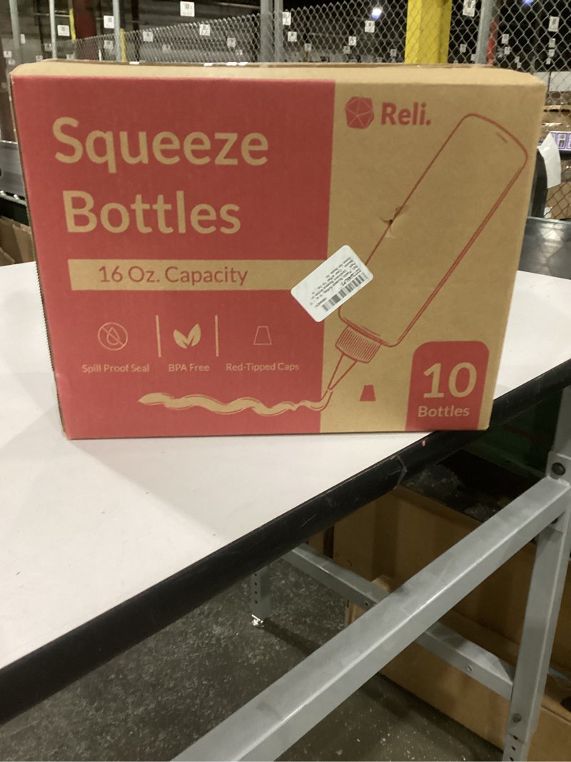 reli. plastic squeeze bottles, 16 oz. | 10 pack | condiment squeeze bottles for sauces | clear w/red