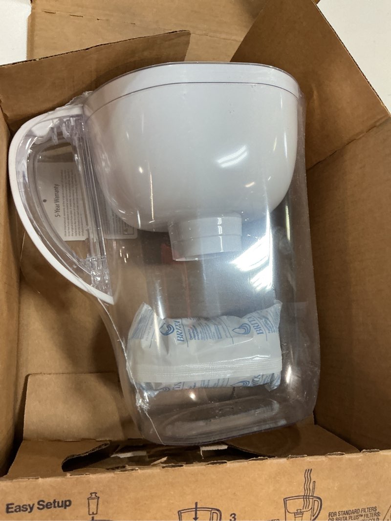 Condition photo showing New/Like New for Brita Large Water Filter Pitcher for Tap and Drinking Water, Includes 1 Standard Filter, BPA-Free, Lasts Two Months, 10-Cup Capacity, Bright White