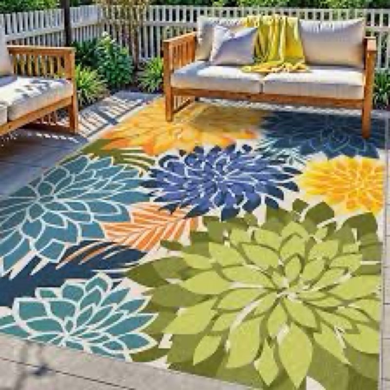 arenarug indoor outdoor area rug washable multicolored patio rug tropical botanical modern floral in